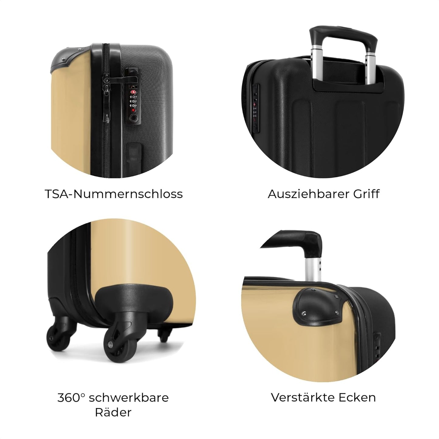 Mittelgrosser Hartschalenkoffer mit 4 Rollen, Farbe - Braun Mittelgross