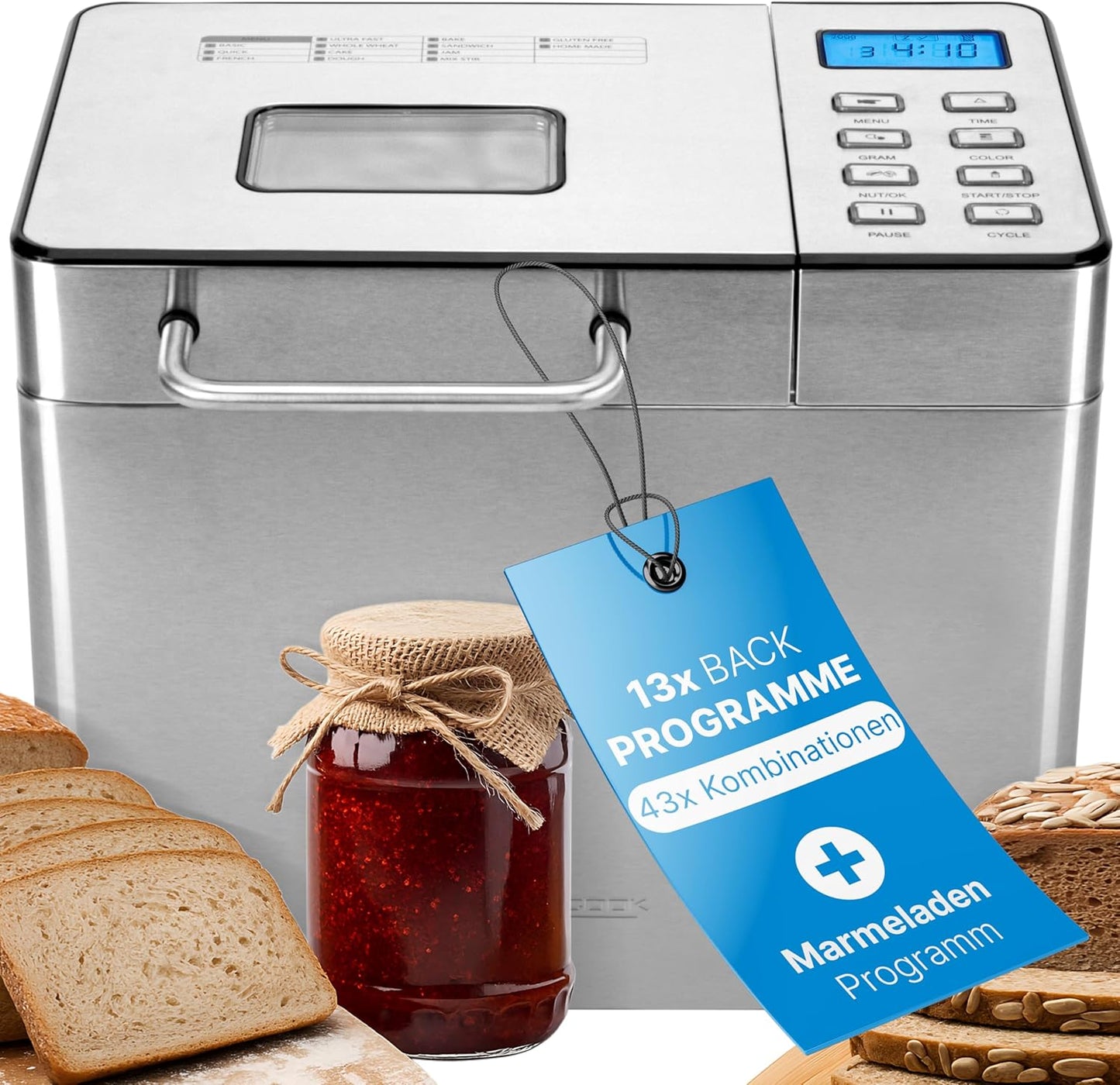 Brotbackautomat mit Timer und Krustenbräunung