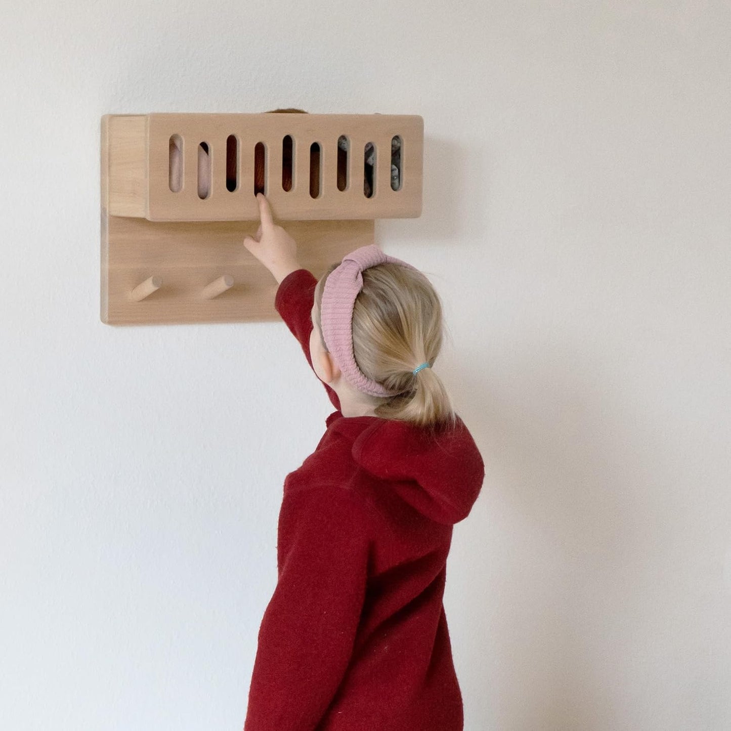 Kindergarderobe aus Holz, Klein (ohne Sichtfenster) Natur Lackiert