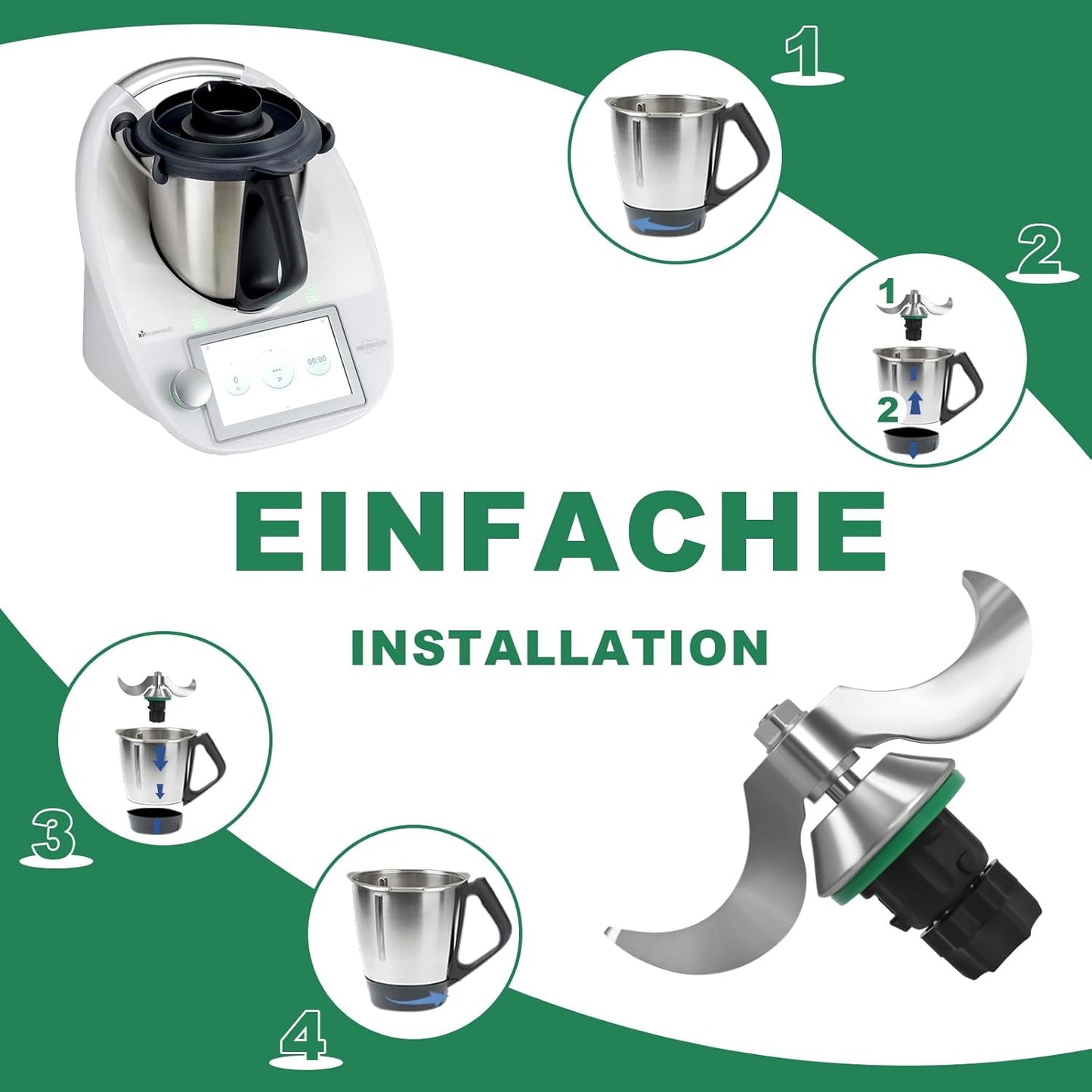 Knet-Teigmischer Ersatzmesser für Thermomix TM7/TM6/TM5, für TM6/TM5