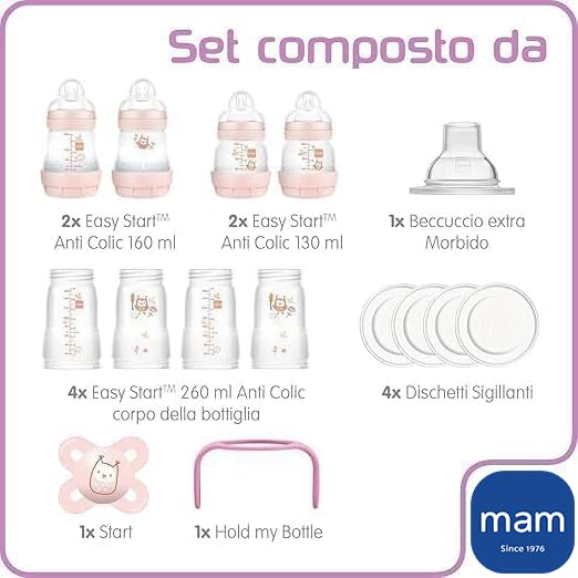 Anti-Kolik Babyflaschen-Set mit Schnuller (11-teilig), Single