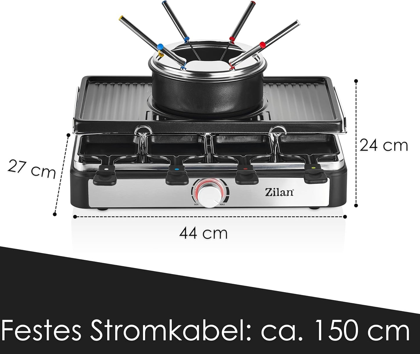Raclette Grill mit Fondue Set für 8 Personen
