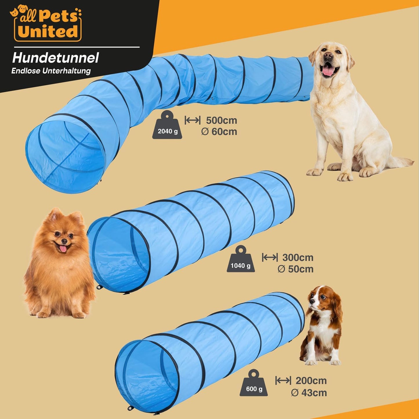 Agility-Hundetunnel mit Transporttasche, 500 cm - Tunnel