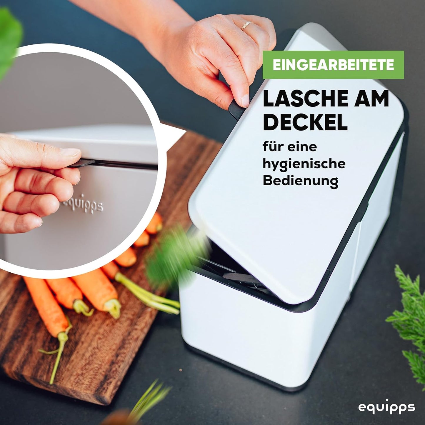 Komposteimer mit Geruchsfilter, Weiß matt 6l