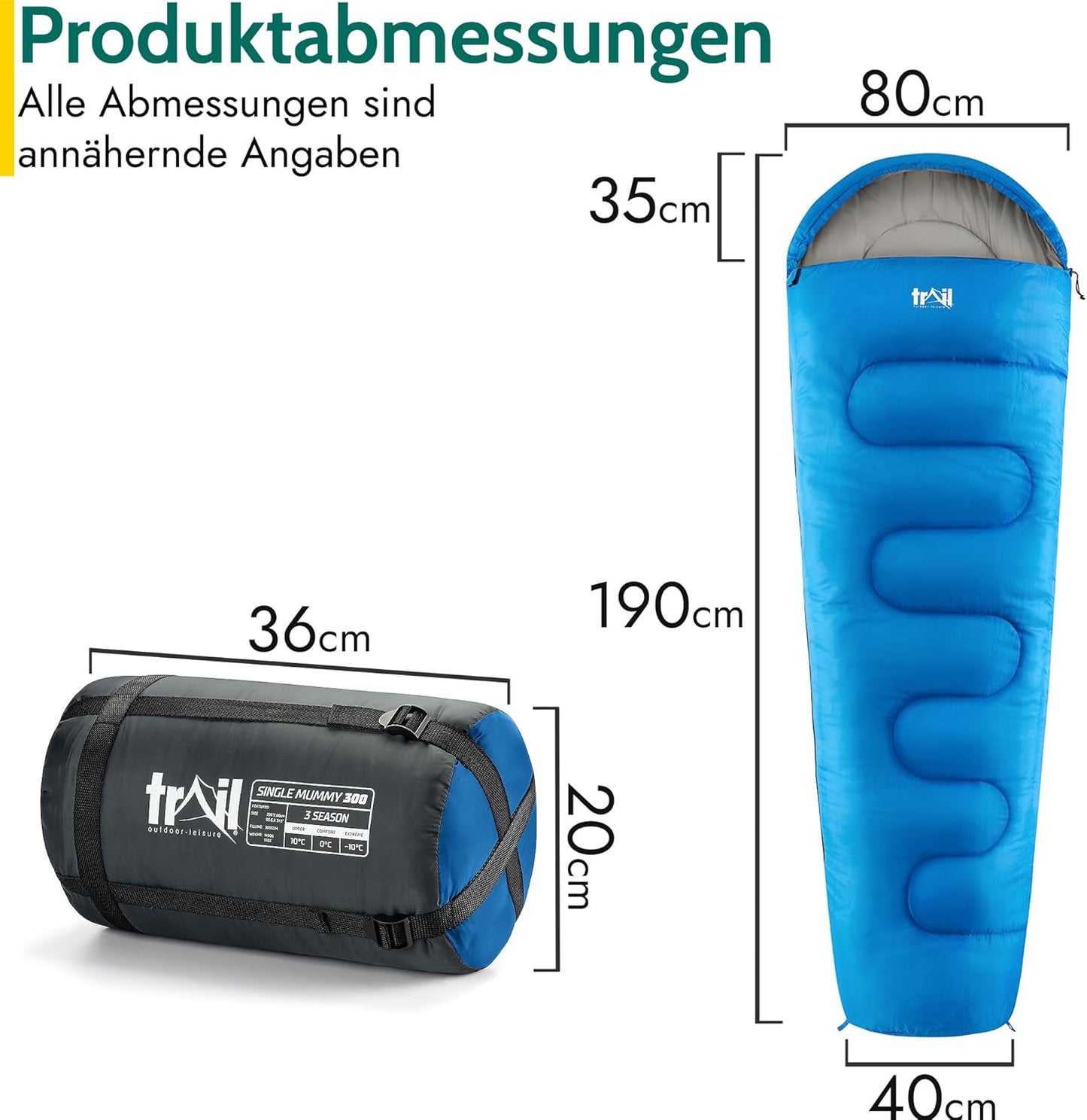 Mumienschlafsack, Blau