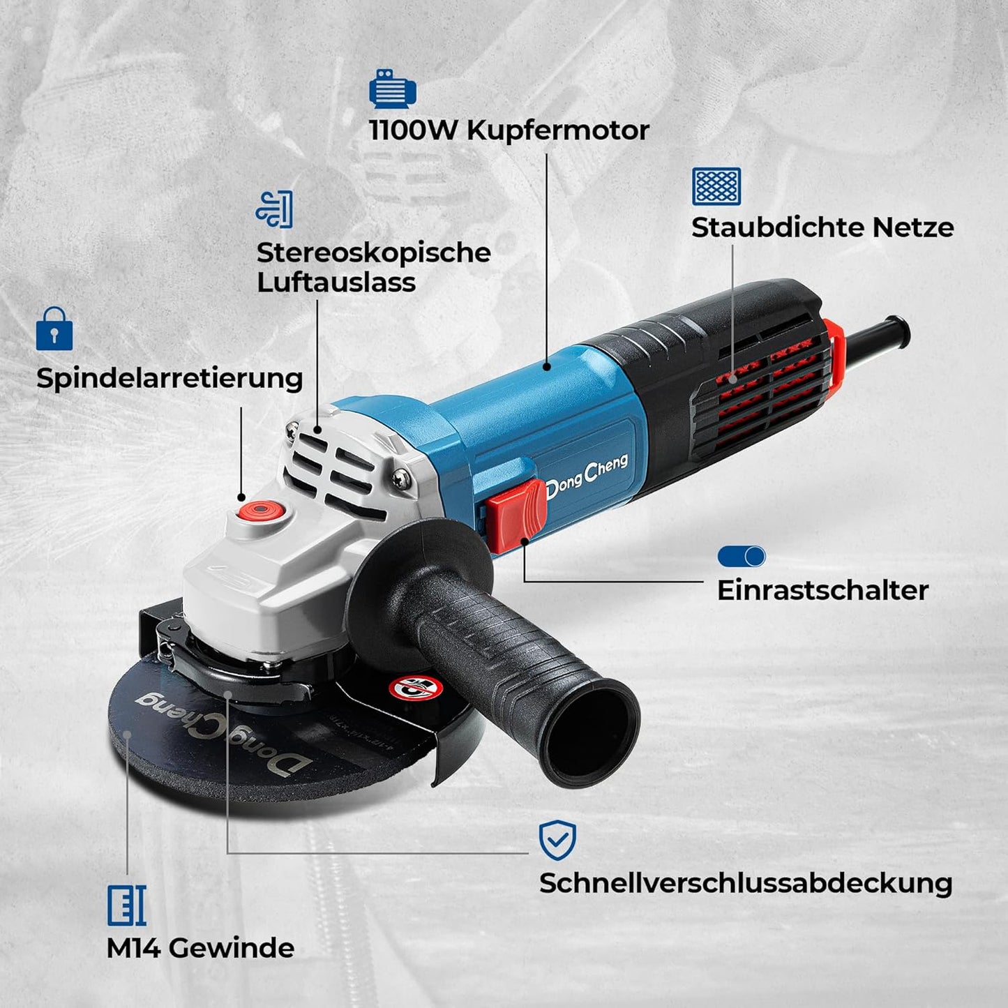 Winkelschleifer mit Zubehör, 1100W Winkelschleifer