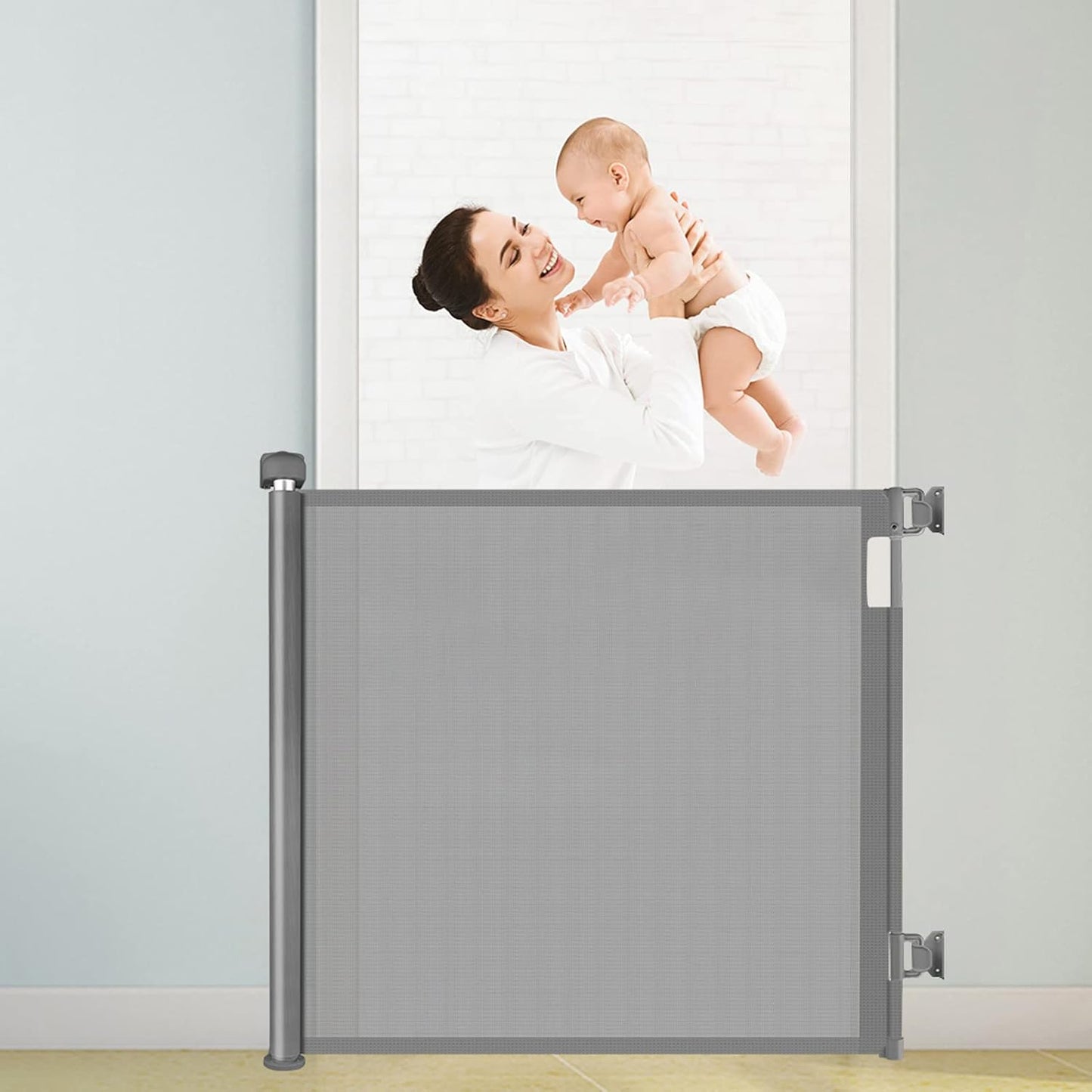 Treppen- und Türschutzgitter für Babys und Haustiere, Grau|180cm