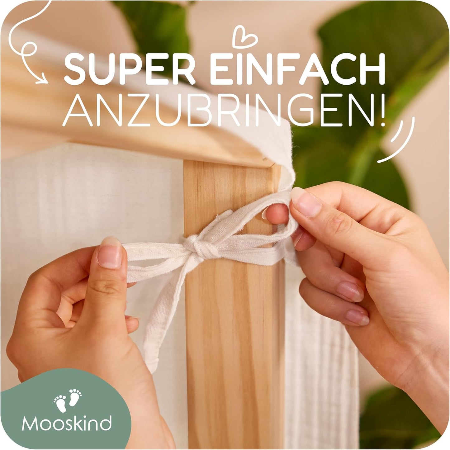 Hausbett-Himmel aus Musselin, Creme H420 x B135 cm (1er Pack)