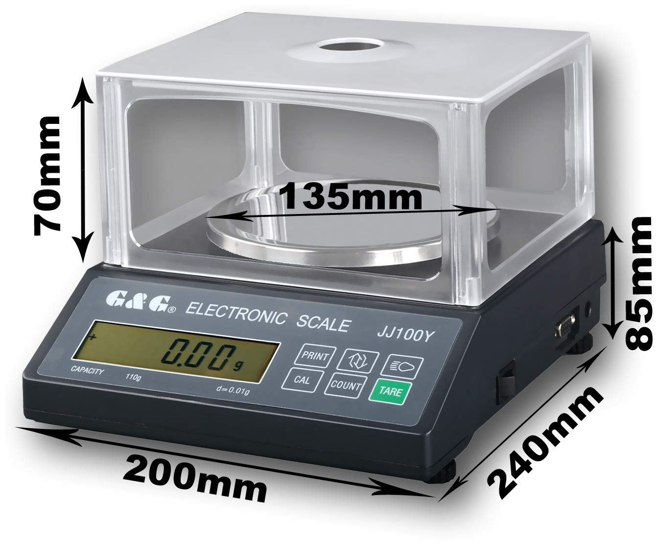 Präzisionslaborwaage JJ1000Y bis 1000g (0,01g genau), JJ1000Y: 1000g / 0,01g