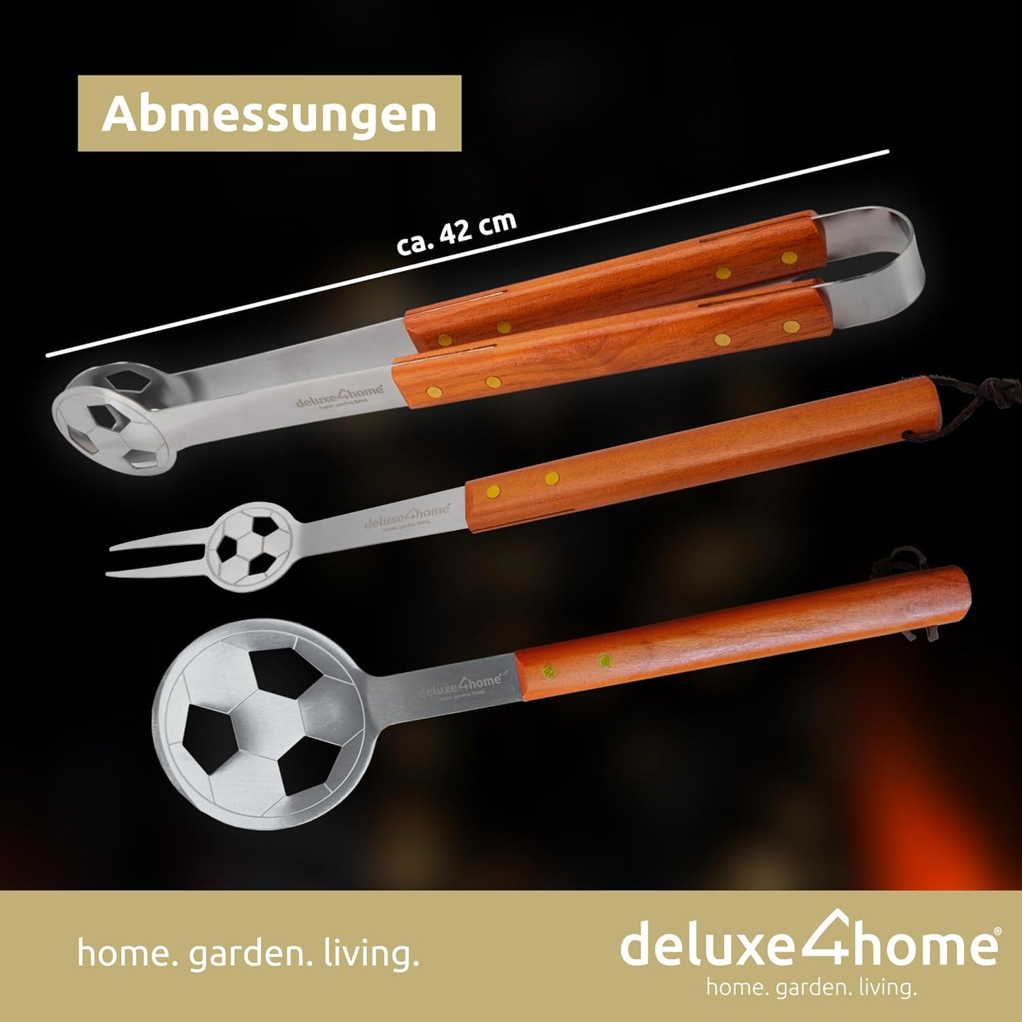 5-teiliges Grillbesteck im Fussball-Look