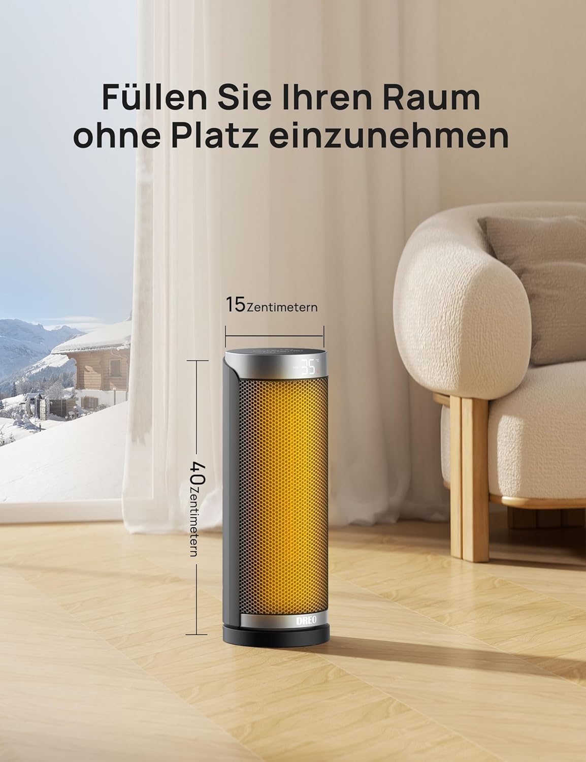 PTC Keramik Heizlüfter mit Fernbedienung, Silber