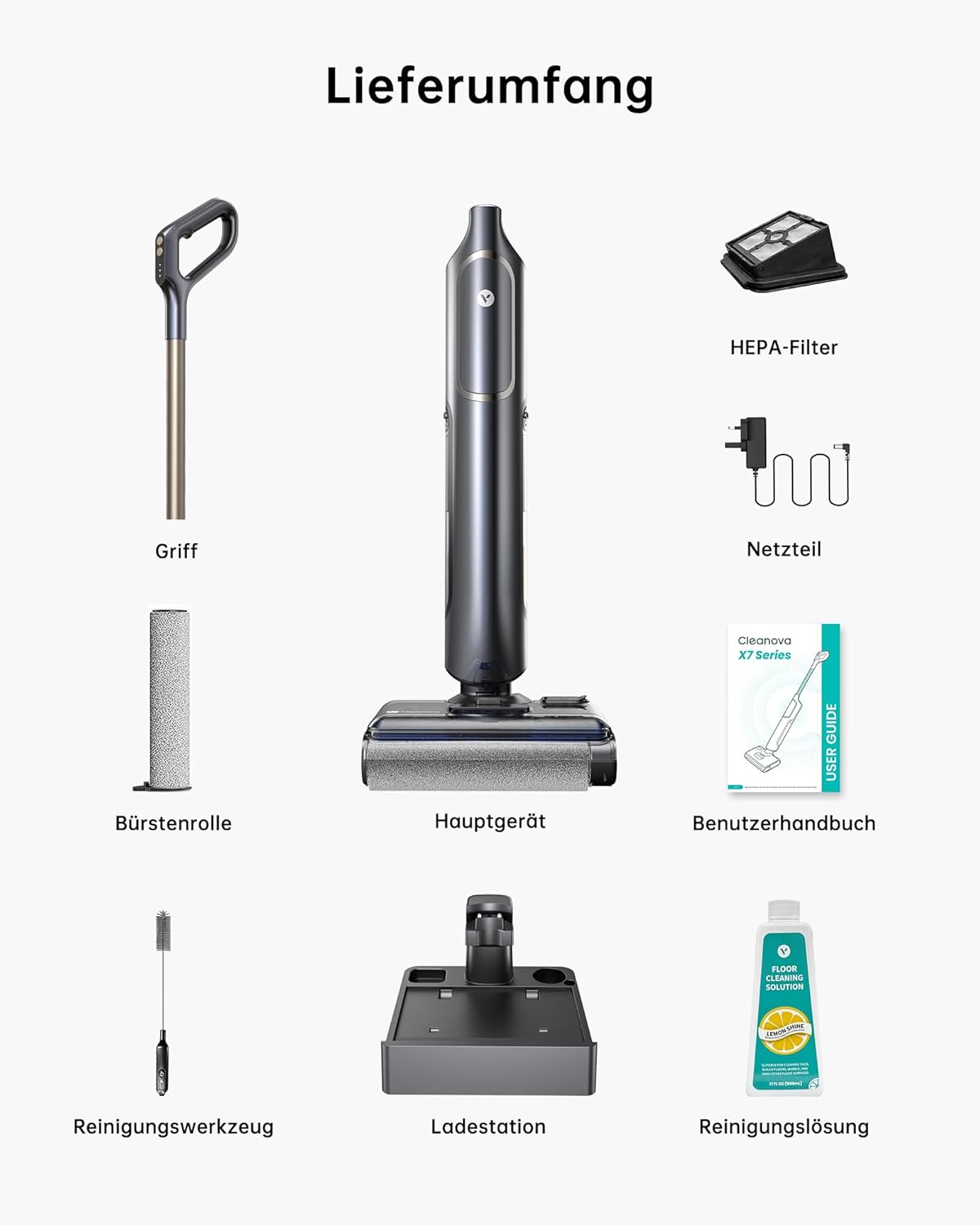 Nass-Trockensauger X7 mit Wischfunktion, Schwarz