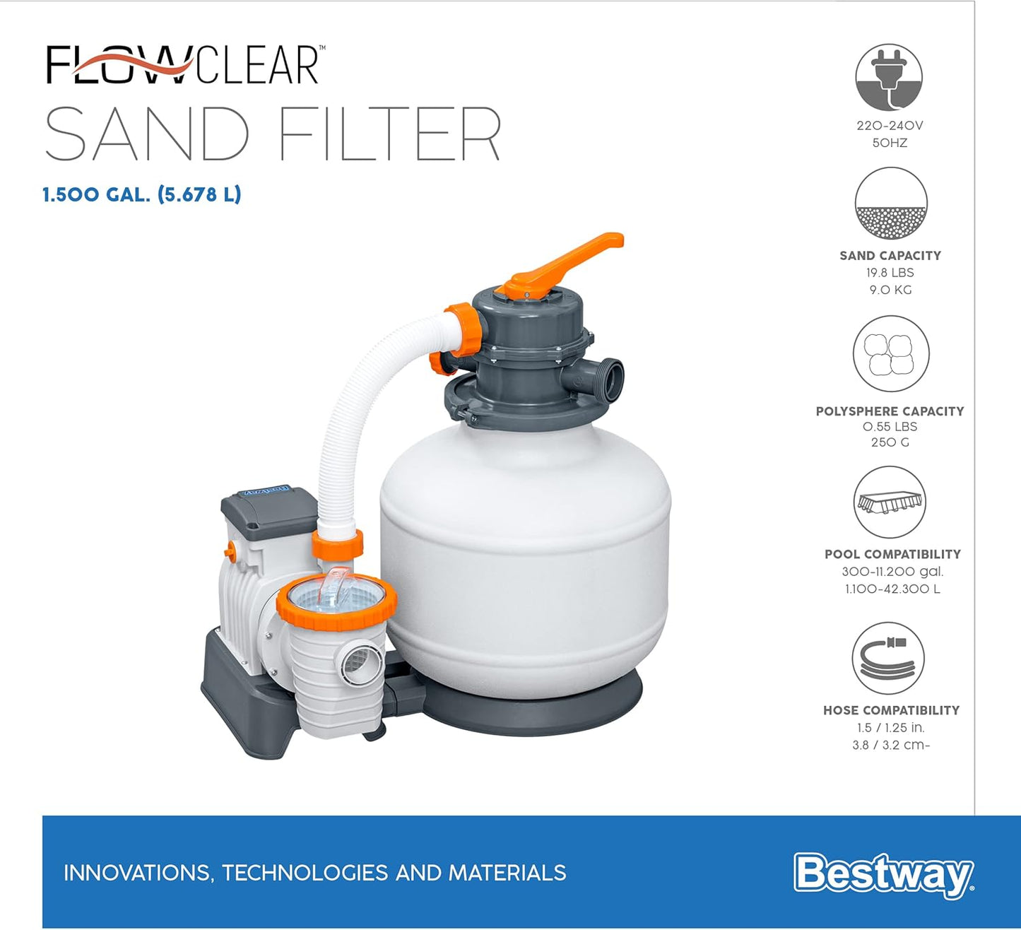 Sandfilterpumpe für Pool (5.678 l/h), 5 678 l/h