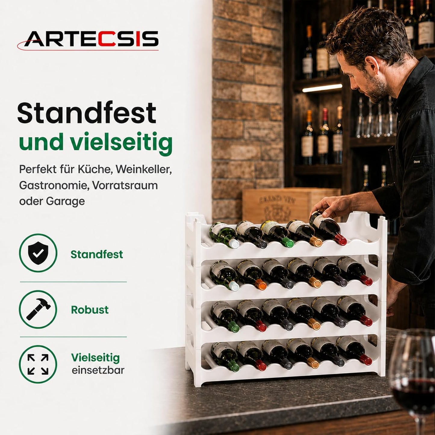 Weinregal stapelbar, Weiss 24 Flaschen