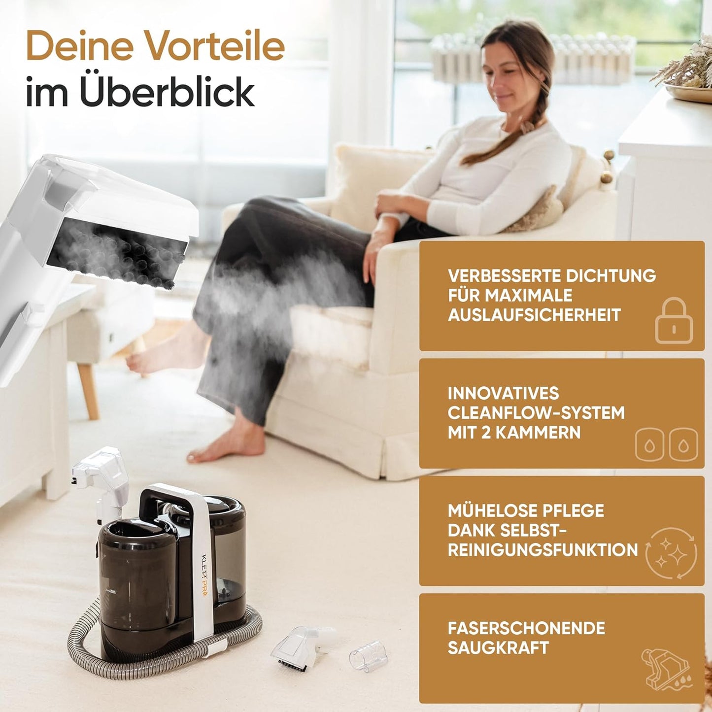 Selbstreinigender Polsterreiniger PR-654A für Haushalt & Auto
