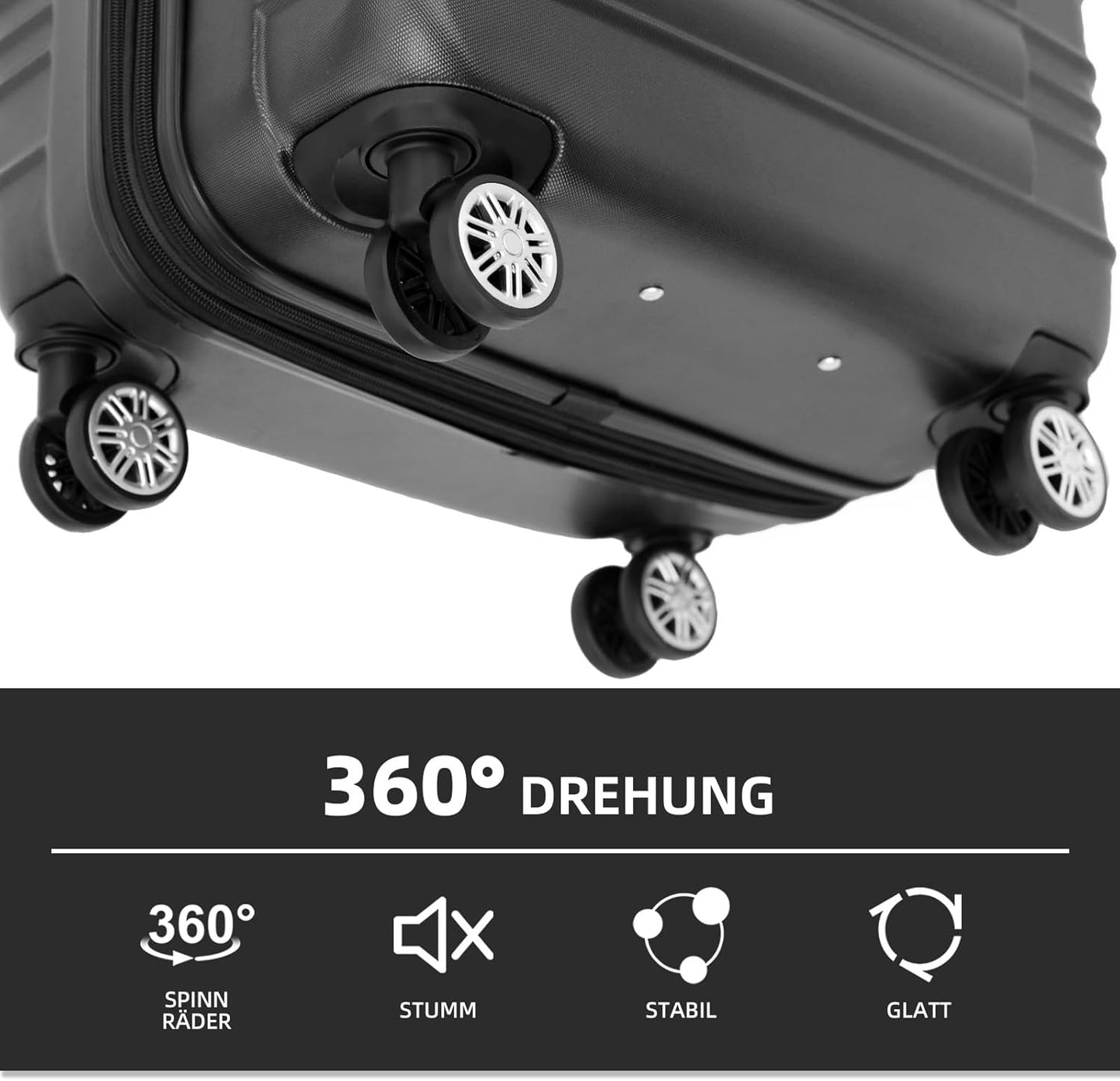 Hartschalenreisekoffer, Schwarz L