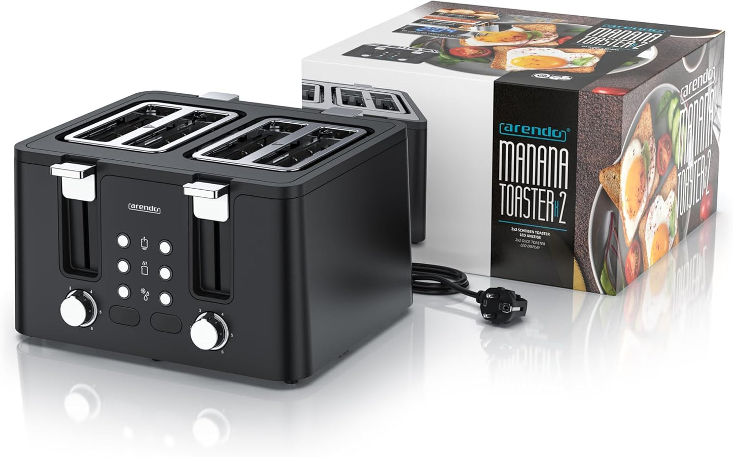 Toaster Manana X2 für 4 Scheiben, A: Schwarz