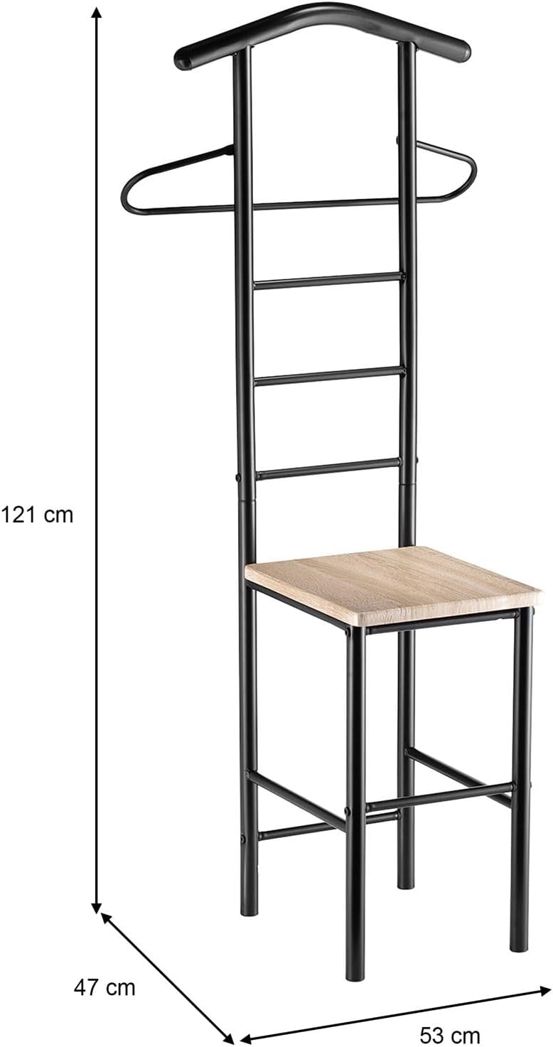 Herrendiener Kleiderständer-Set (2 Stück), Schwarz/Sonoma Eiche