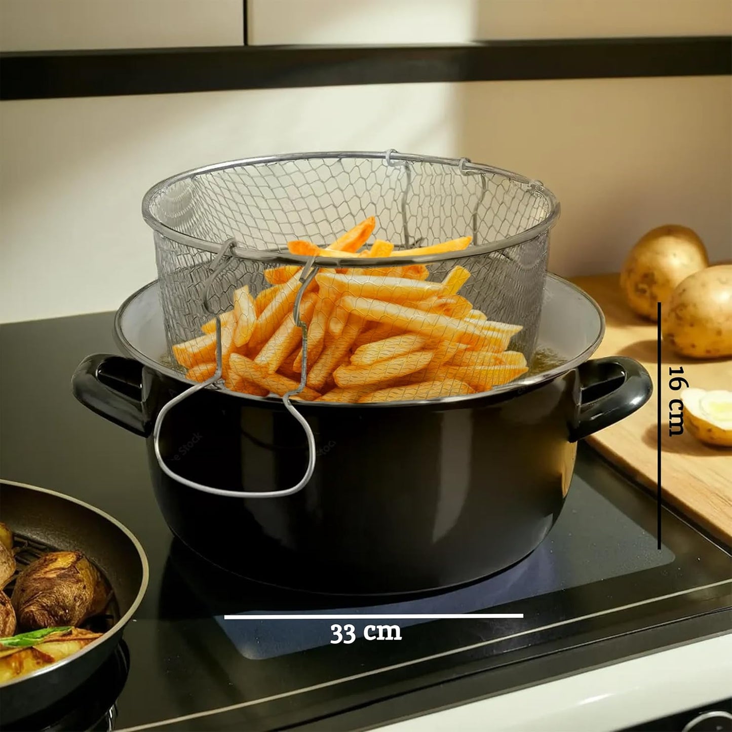 Fritteuse-Topf, 5 Liter, Schwarz Fritteuse