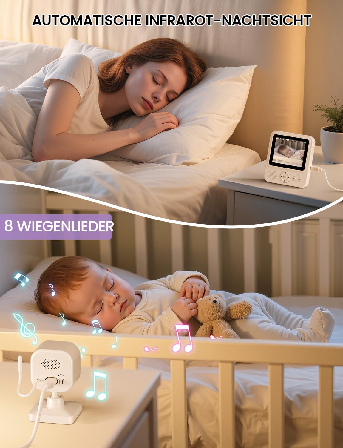 Babyphone mit Kamera und 2-Wege-Audio, 2.8 Zoll