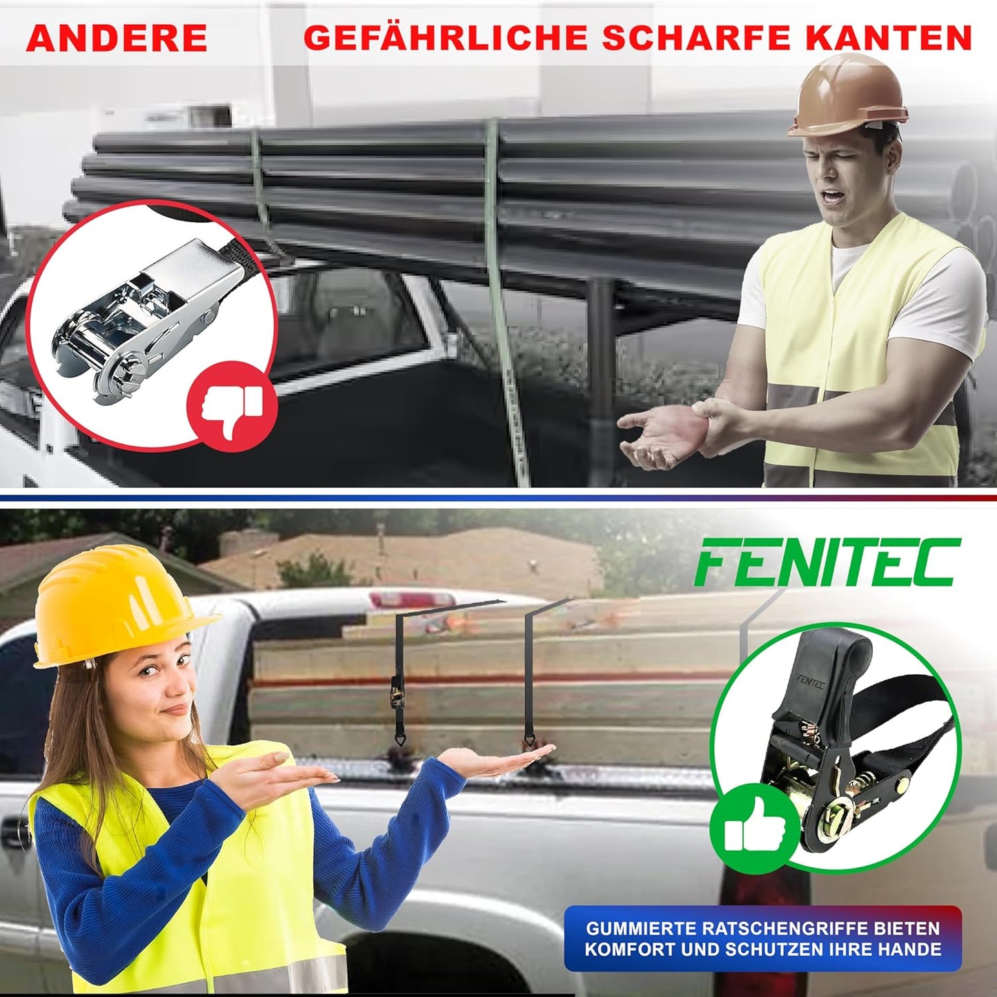 Spanngurte mit Ratsche & Haken, Schwarz 2000 KG