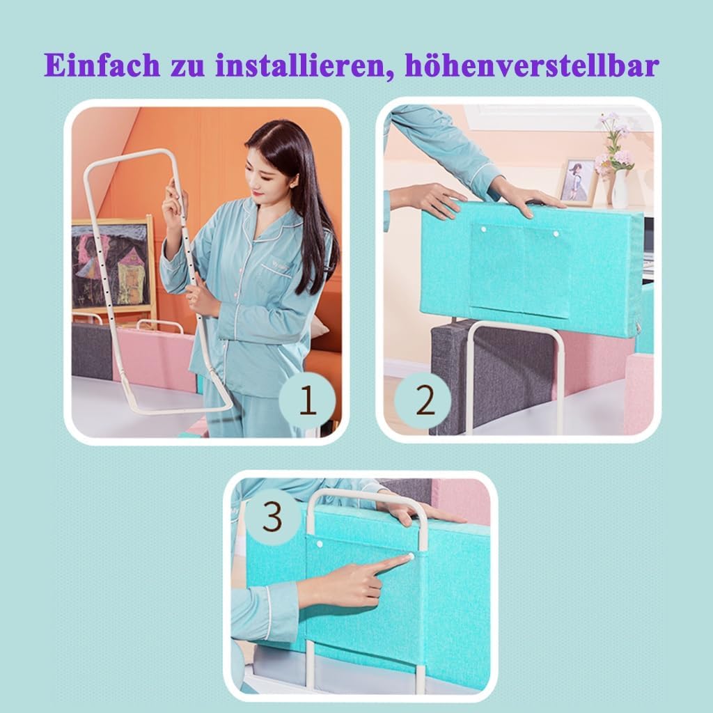 Höhenverstellbares Bettgitter für Kinderbetten, 4 Stück, 200cm(50cmx4) Grün