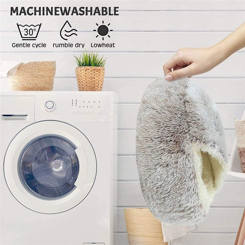 Flauschiges Katzenbett mit Kapuze, maschinenwaschbar, Kaffee-40 cm