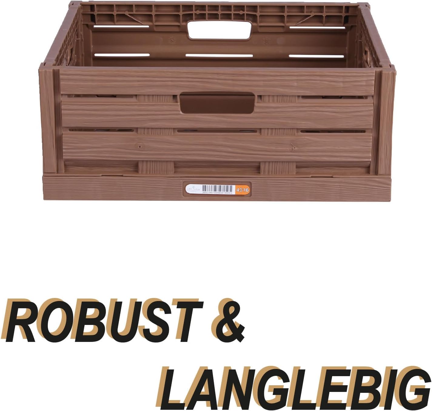 Stabile Klappkiste im Holzdesign, 1 40 x 30 x 16,3cm