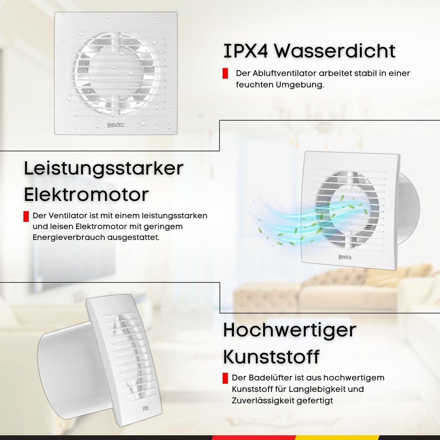 Abluftventilator, Ø 100mm Weiß