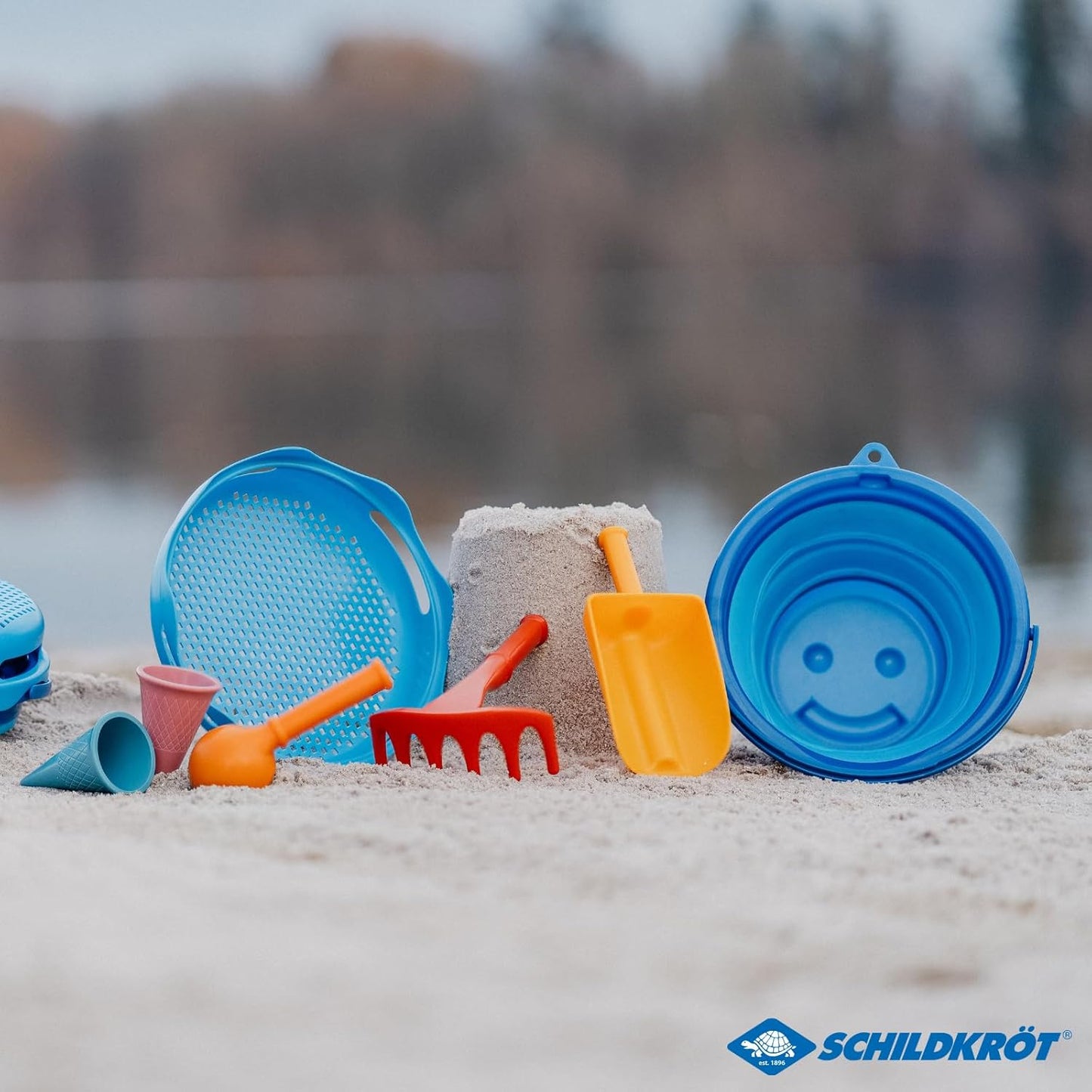 Sandspielzeug-Set mit faltbarem Eimer, Blau Single