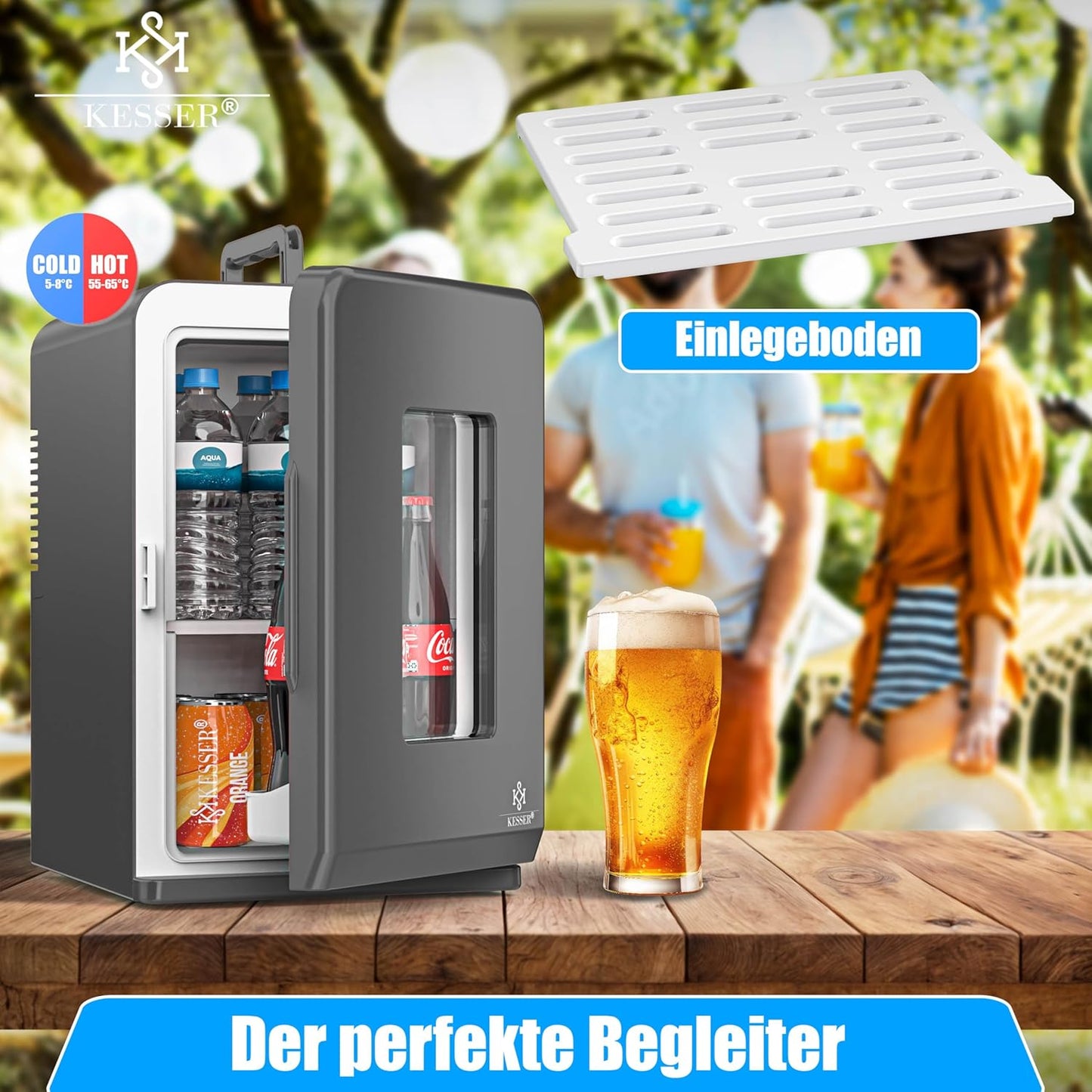 2in1 Mini Kühlschrank mit Kühl- und Heizfunktion, 15L Anthrazit