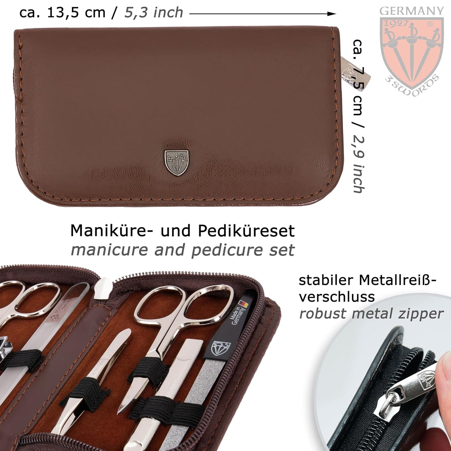 Maniküre Set, BRAUN / KUNSTLEDER