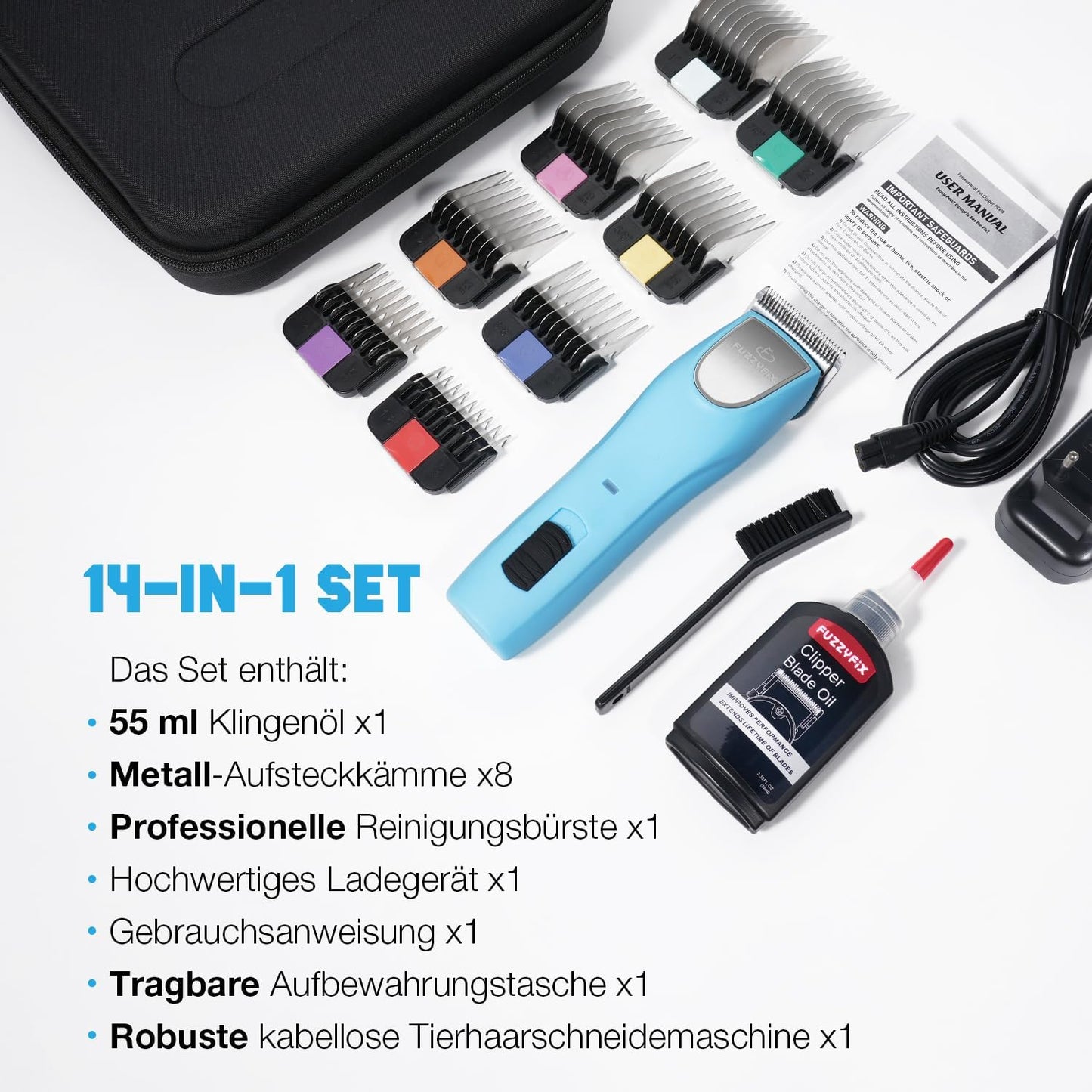 Hundeschermaschine für dickes Fell, Hell Blau