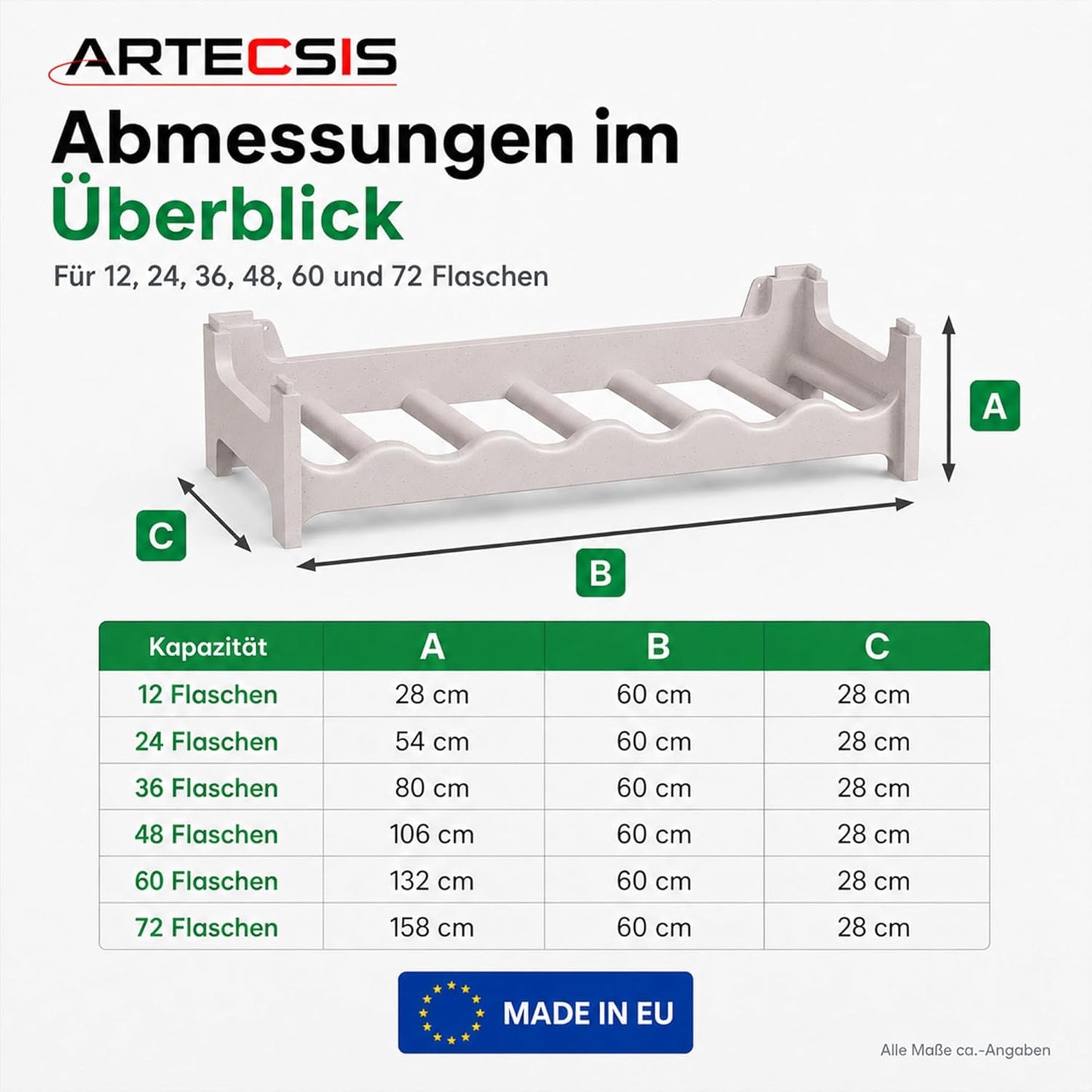 Weinregal für 36 Flaschen, Granitgrau 36 Flaschen