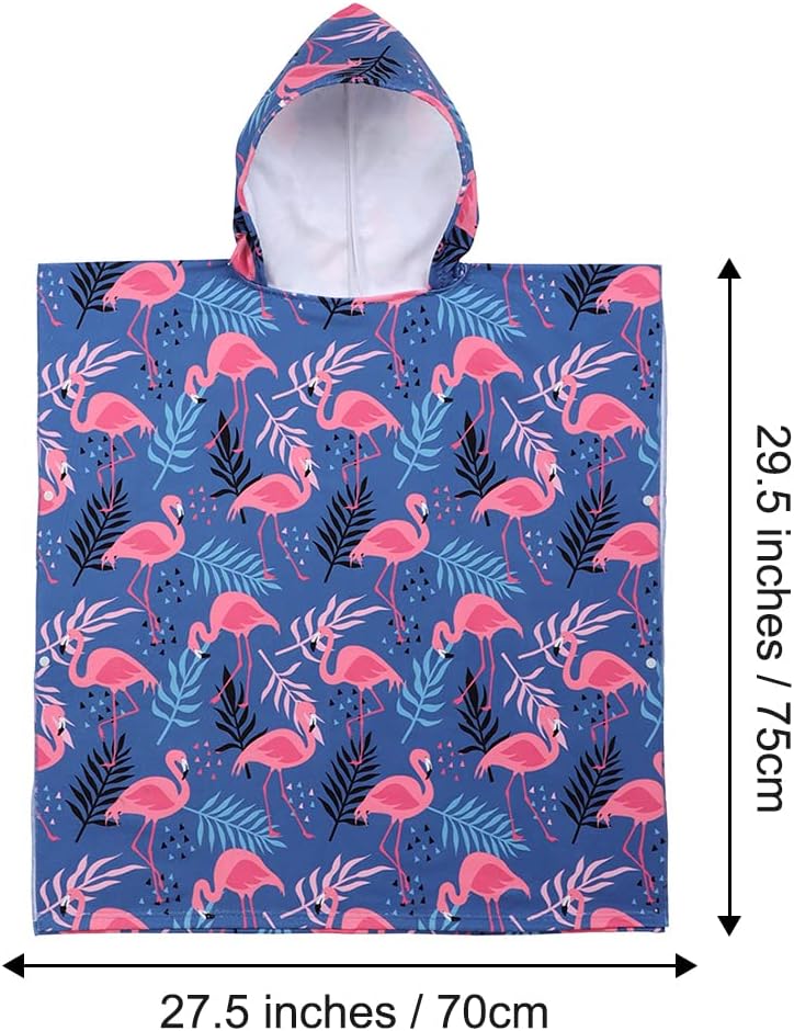 Badetuch-Poncho für Kinder mit Flamingo-Motiv, Blau Einheitsgröße