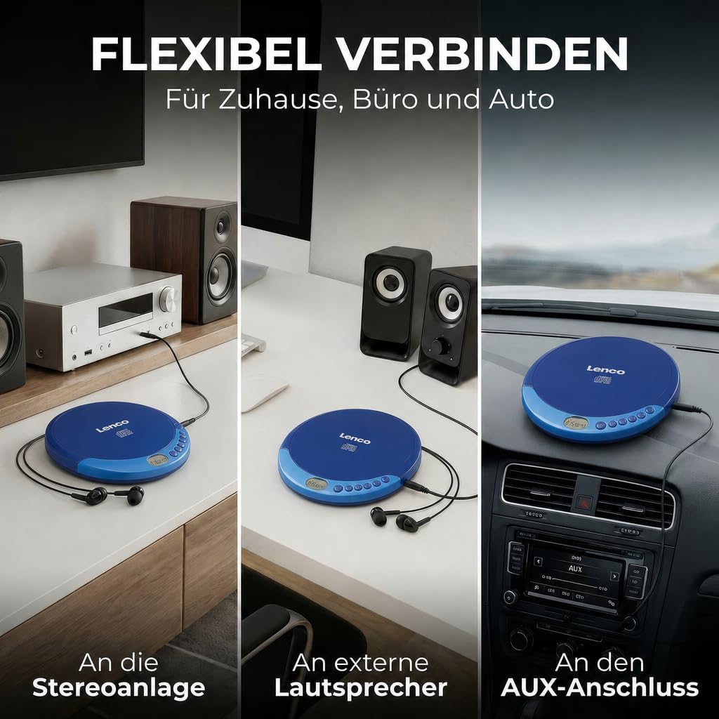 Tragbarer CD-Player mit Akkuladefunktion, CD-011, Blau