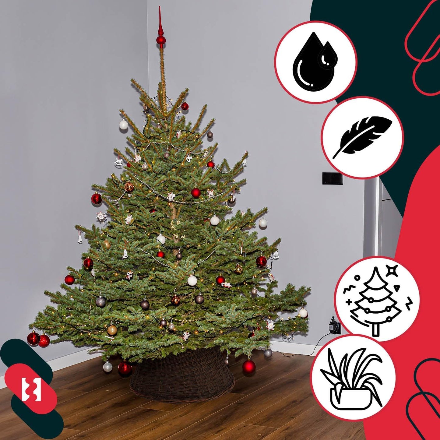 Weihnachtsbaum-Rock aus Weide, Dunkel Braun Ø 60 cm