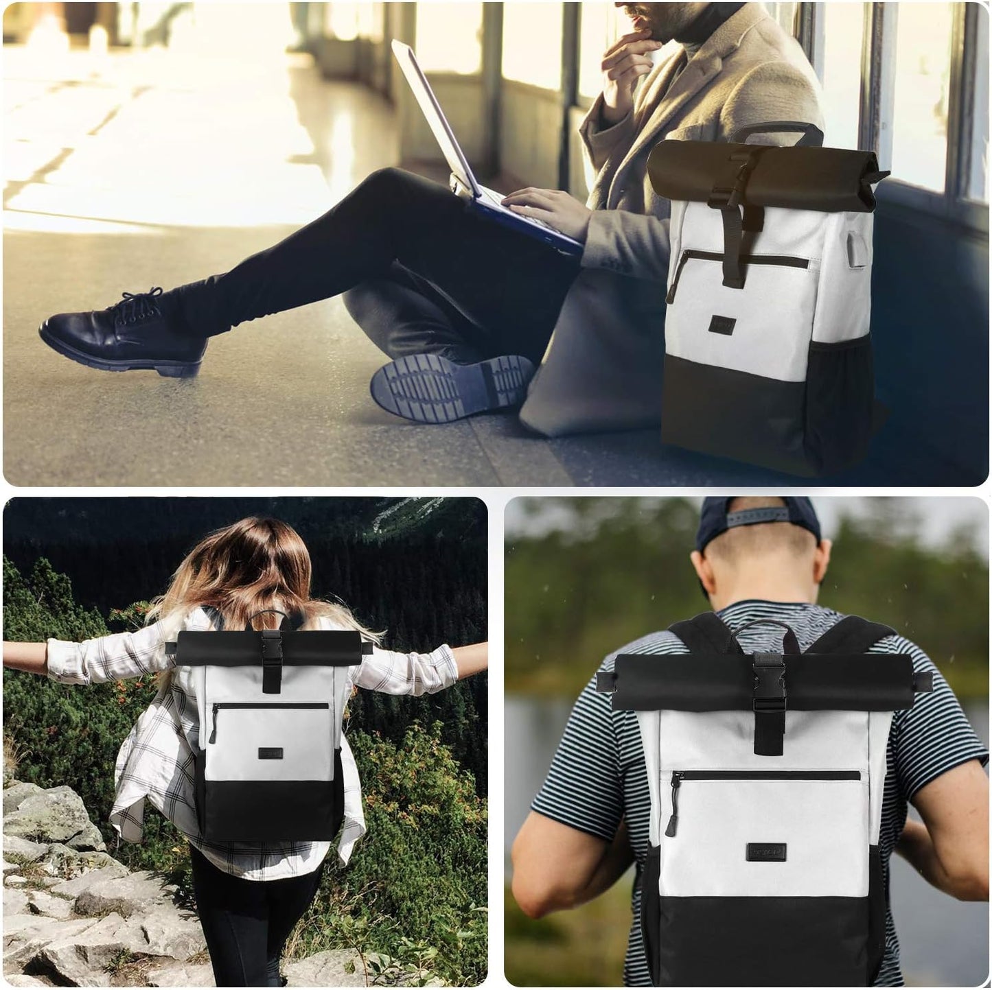 Rolltop Rucksack mit Laptopfach, S33-blackgray