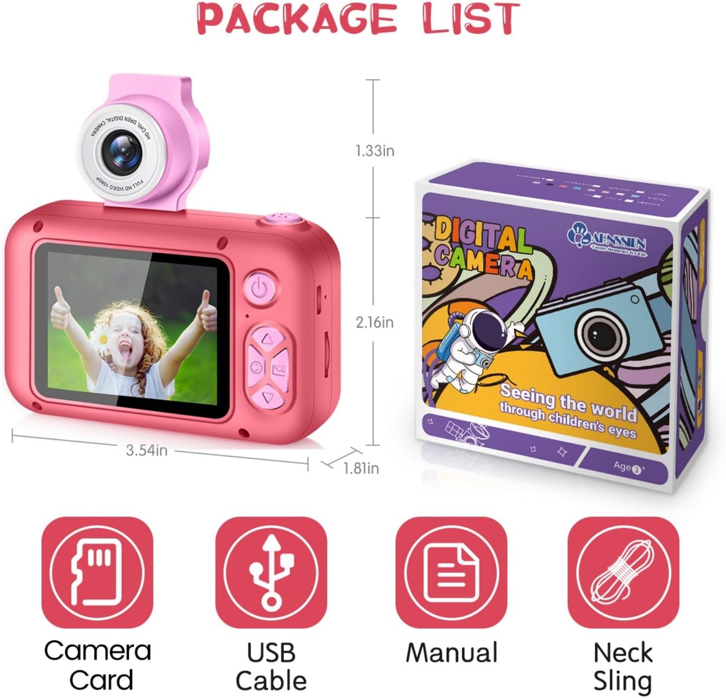 Digitalkamera für Kinder, Karminrot