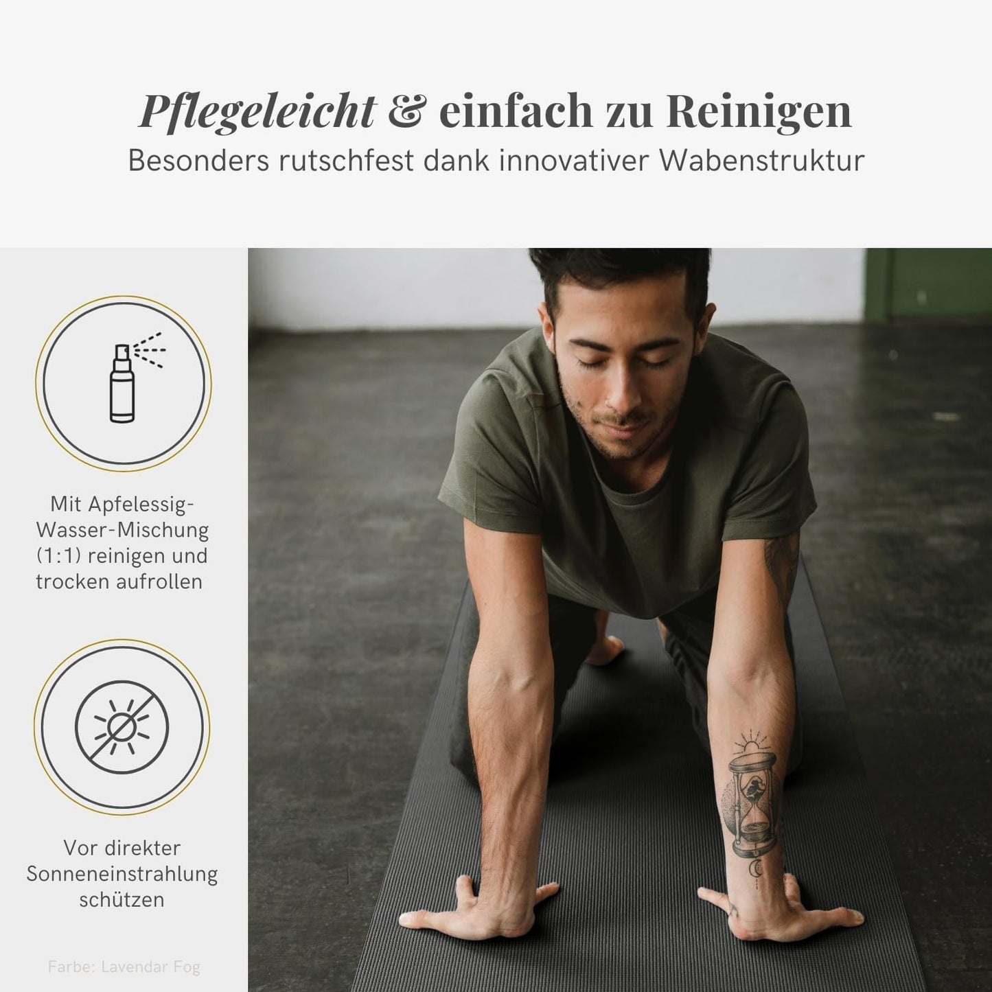 Rutschfeste Yoga- und Fitnessmatte, Lavender Fog