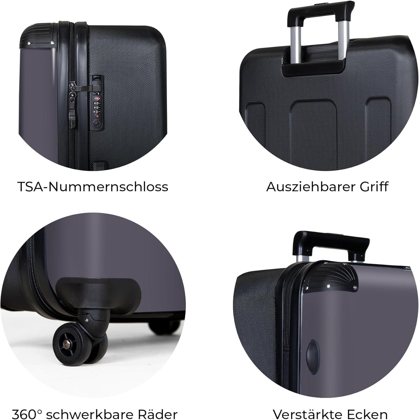 Hartschalenkoffer mit Rollen und TSA-Schloss, Farbe - Grau Grösse XL