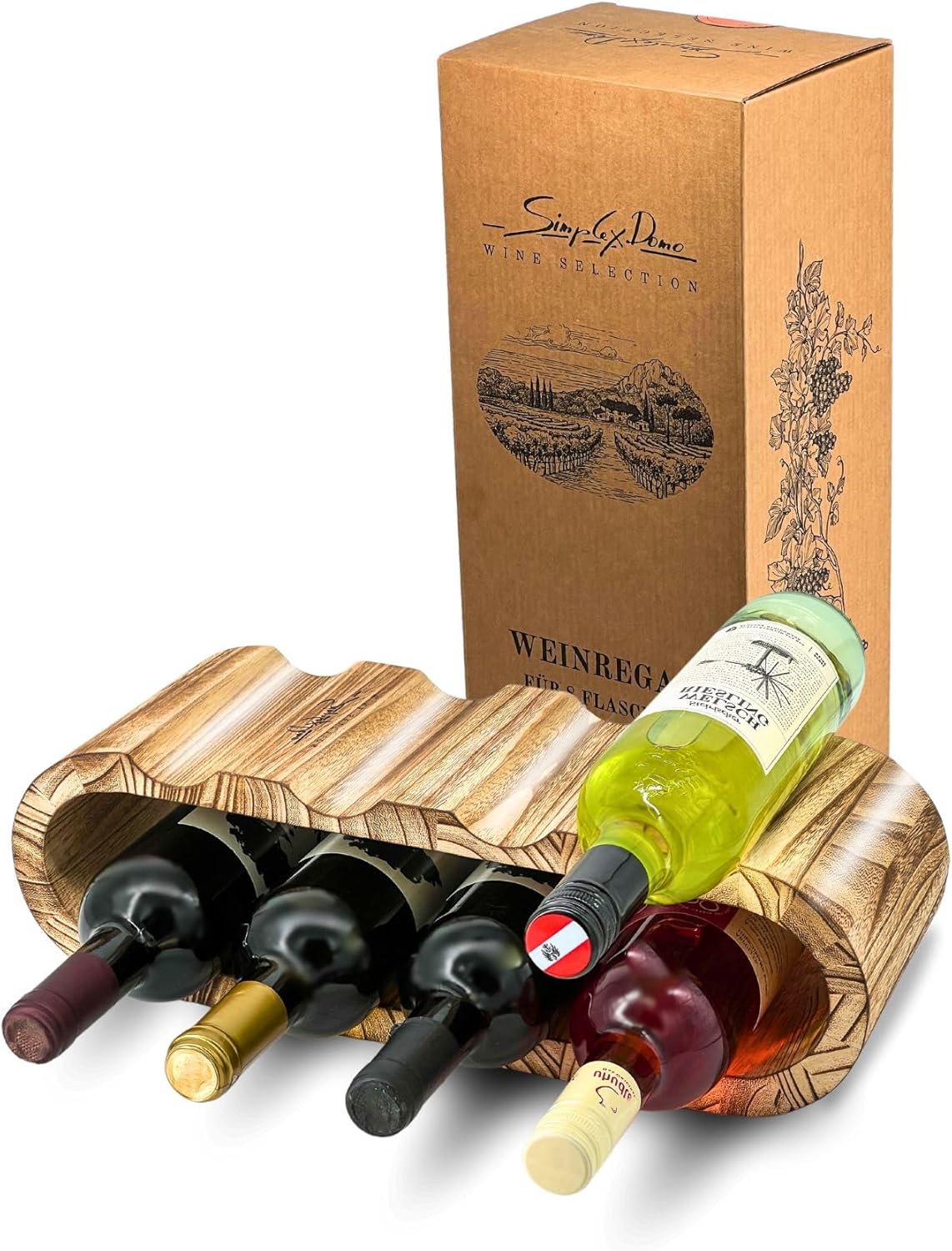 Rustikales Weinregal für 8 Flaschen, Für 8 Flaschen
