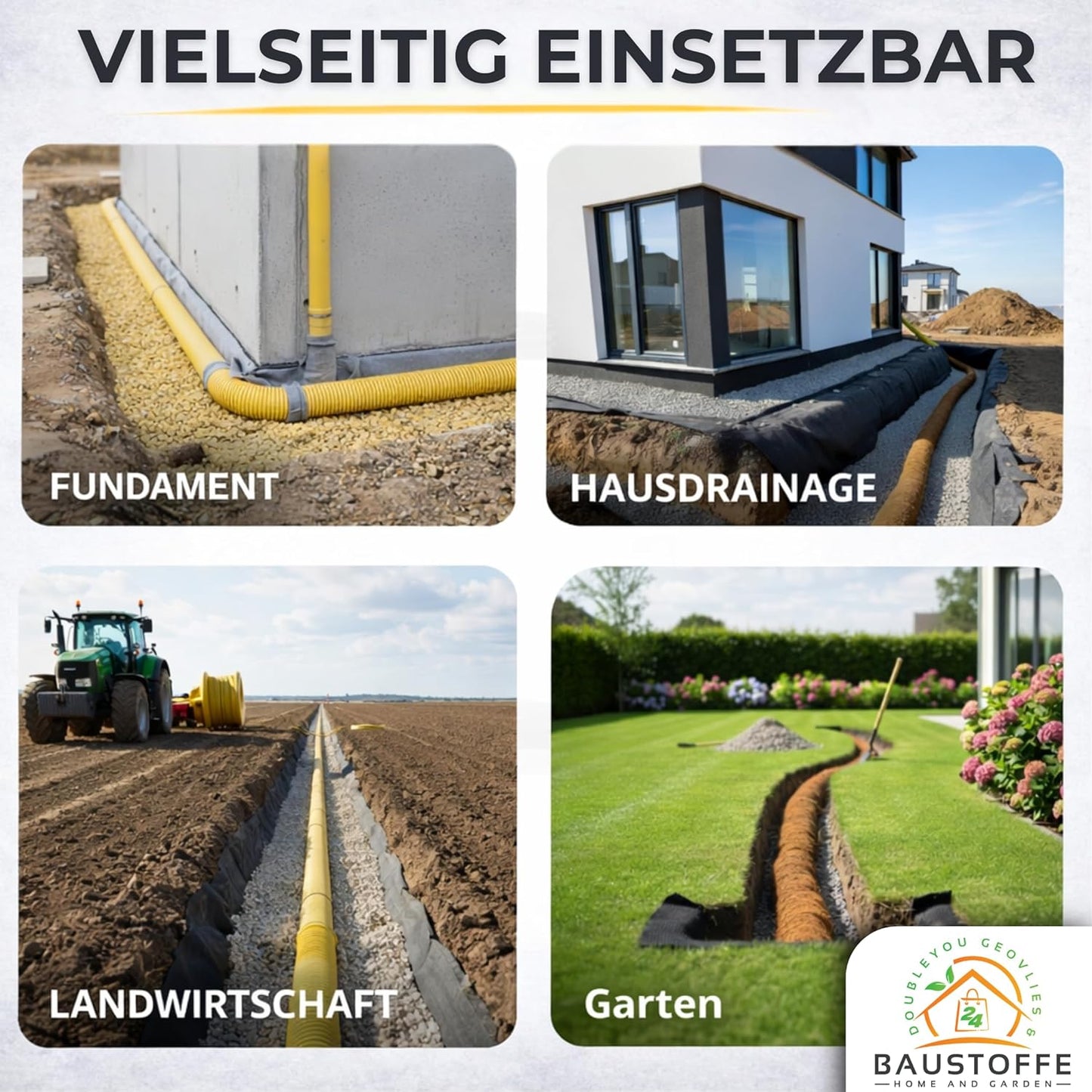 Flexibles Drainagerohr DN65 Sickerrohr perforiert, DN65 5m