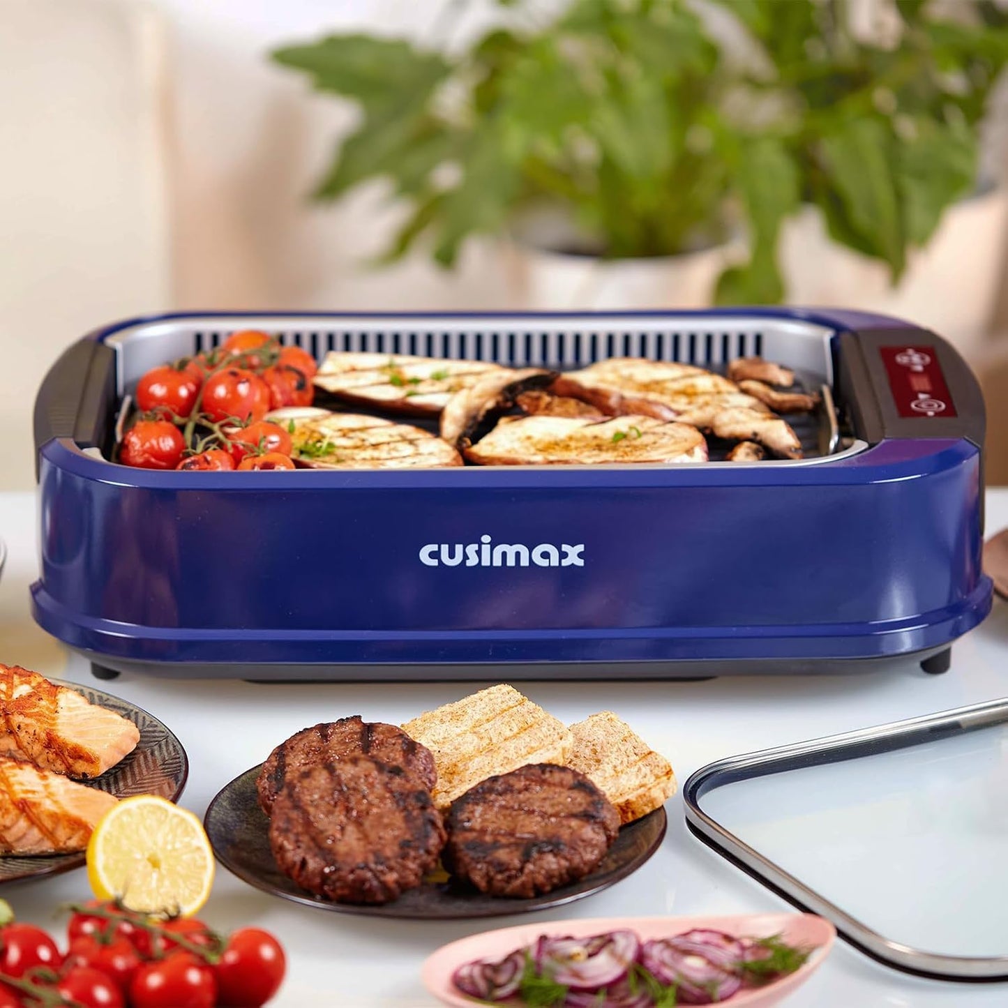 Elektrischer Tischgrill mit Touchscreen-Regelung, Blau