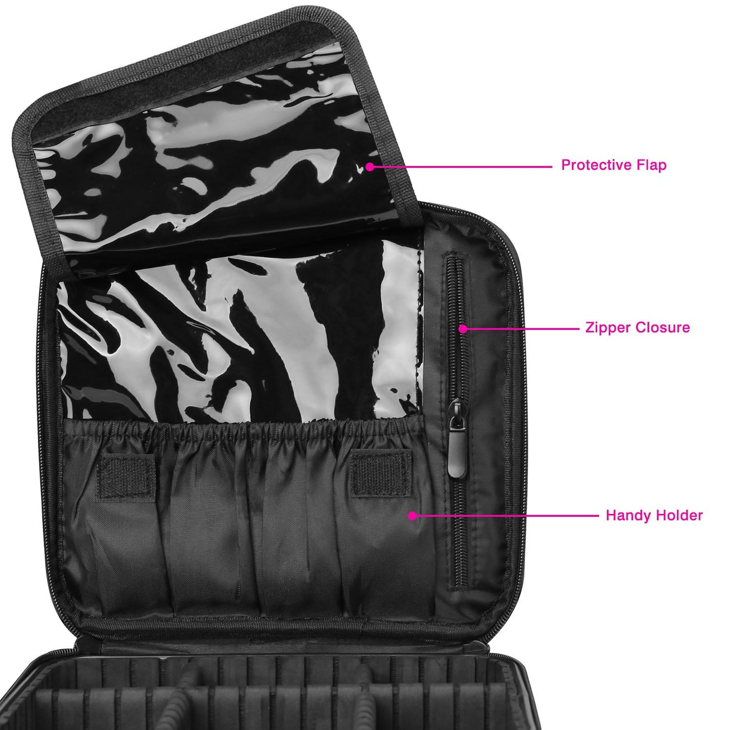 Tragbare Make-Up Kosmetiktasche, Reines Schwarz S