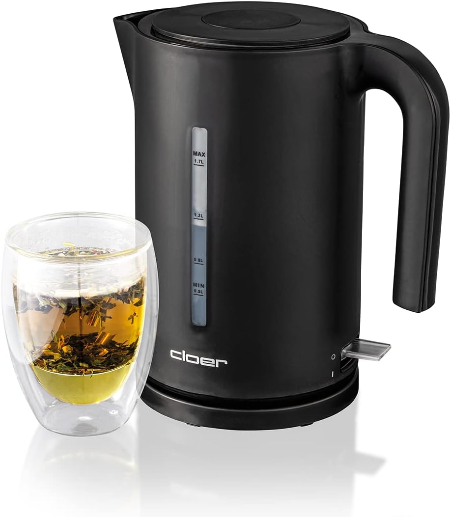4110 Wasserkocher mit Kalkfilter, Schwarz 1,7 Liter Single