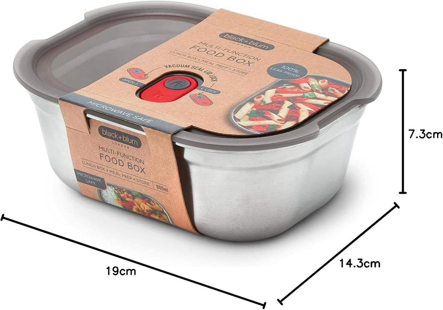 Edelstahl-Lunchbox, mikrowellengeeignet, 900 ml, Mittelgrosse Box (900 ml)