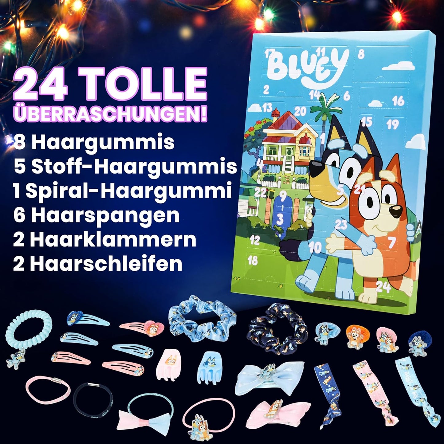 Adventskalender mit Haarschmuck