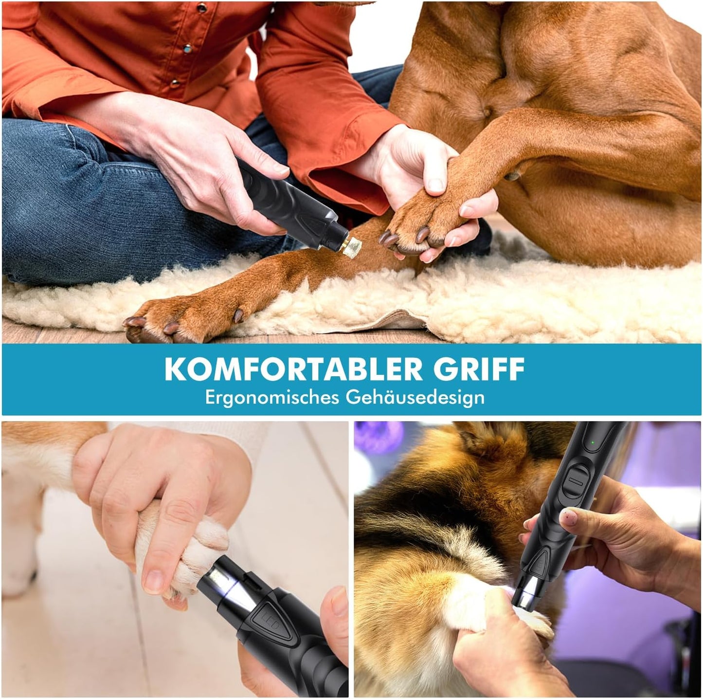 Profi Krallenschleifer-Set mit LED und Krallenschere