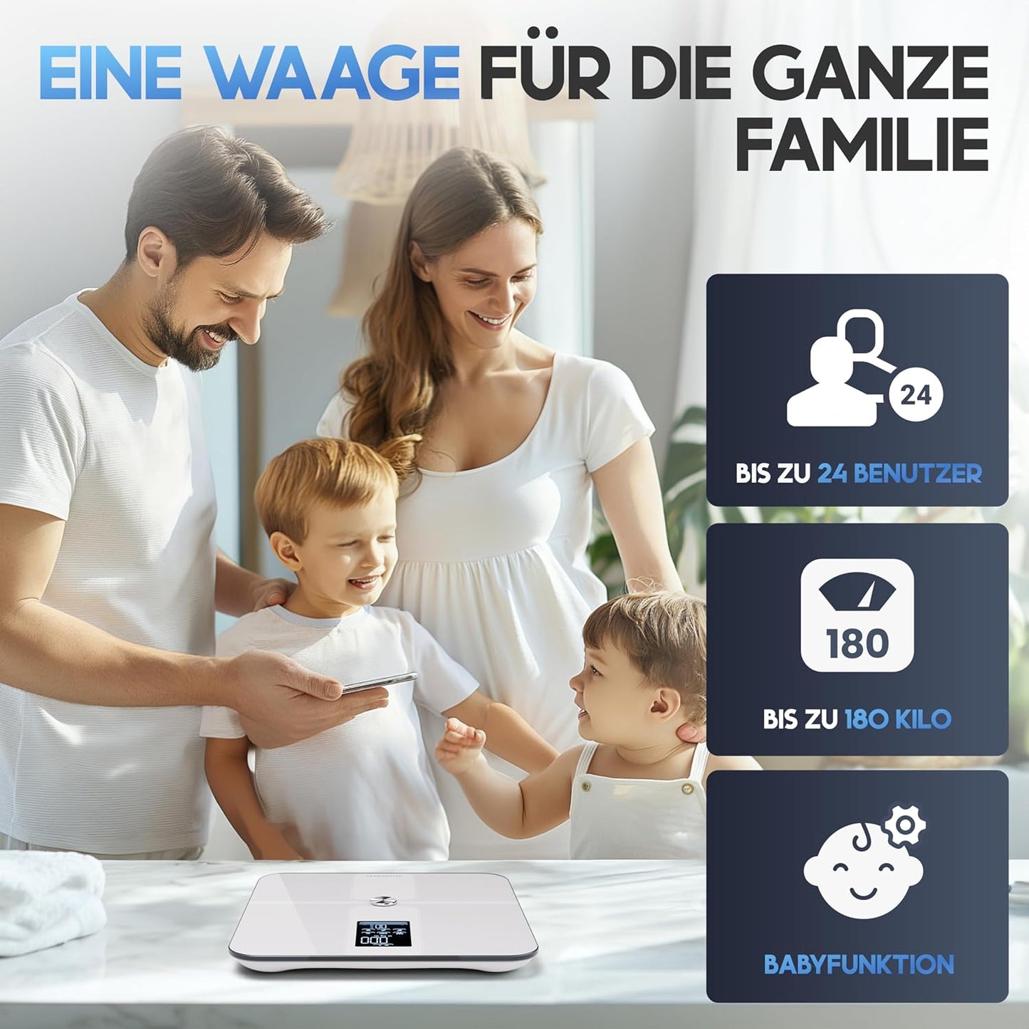Körperanalysewaage, Weiss (Design Elegance)
